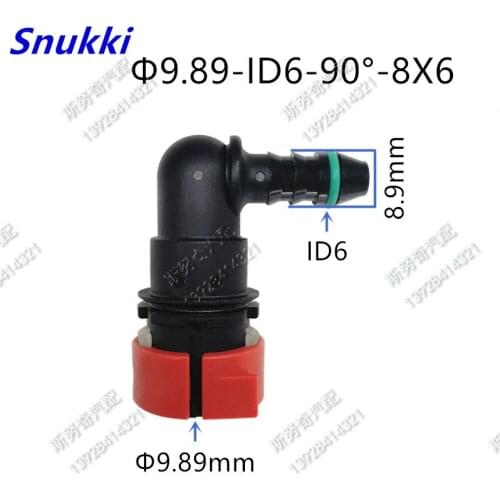 9.89mm 9.89 ID6 Fuel line quick connector 90 degree ID6 Fuel pipe joint female plastic connector for Mazda 2 pcs a lot