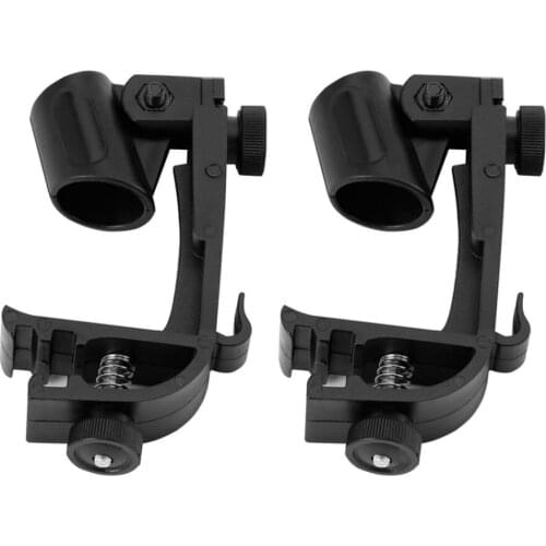2Pcs Clip-on Drum Mount Microphone Clamp Holder Anti Shake Adjustable Height