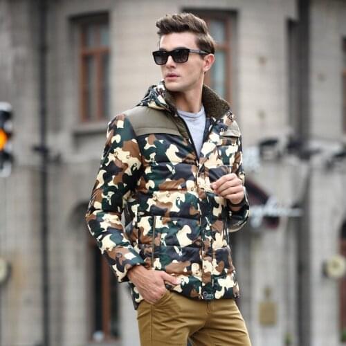 2016 casual parka men Mens down coat winter down jacket White duck down camouflage