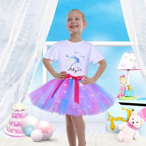 2021 Summer Baby to Adult Tutu Skirt Light Up Girls Party Tutu Costume Kids Clothes Baby Birthday Unicorn Skirt Carnival Tutus