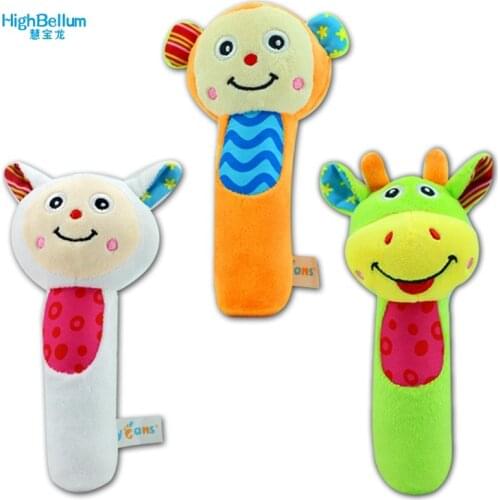 3pcs/lot Baby Plush Toy Rattles Soft Hand Bell Animal Model Infant 0-36 Months Soft Educational Musical Soft Baby Teether