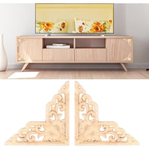 4PCS Corner Applique Wood Carved Onlay Applique Woodcarving Corner Decal Home Furniture Decoration Dropshipping