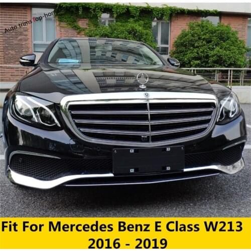 Yimaautotrims Front Bumper Stripes / Protector Corner Cover Trim Chromium Styling Fit For Mercedes Benz E CLASS W213 2016 - 2019