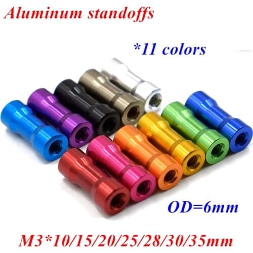 10pcs M3 Aluminum Column post D=6mm M3*10/15/20/25/30/35mm aluminum Standoff Spacer Double-End Round Spacer