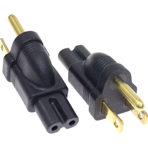 US NEMA 1-15P 3 Prong Plug To IEC320 C7 Power Converter For PC Laptop 15A 125V Receptacle Straight Adapter Plug 1pcs