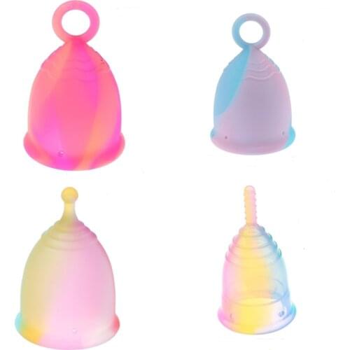 1PCS Colorful Menstrual Cup Medical Grade Silicone Cup Women Lady Menstrual Period Cup Feminine Hygiene Products