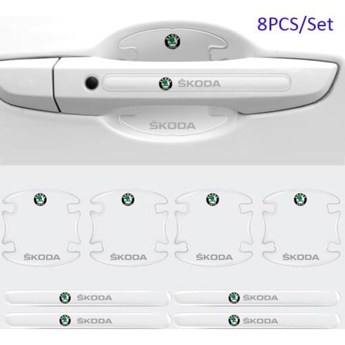 Epoxy Transparent Sticker Car Door Handle Door Bowl Protection Decal for Skoda Octavia Rapid Kodiaq Fabia 2 Tour RS Superb Kamiq