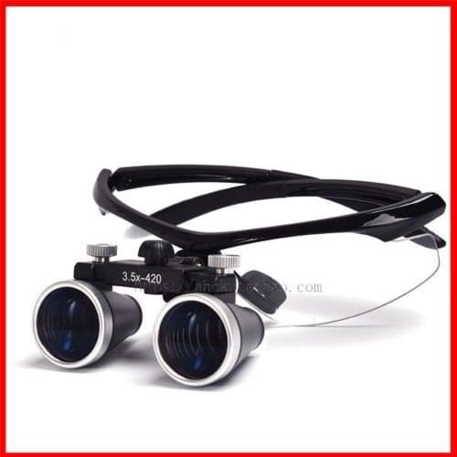 3.5x 420mm Surgical Binocular Loupes with LED Head Light Lamp+Aluminum Box