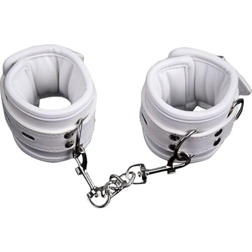 PU Leather Erotic Handcuffs Foot Ankle Cuff BDSM Bondage Slave Fetish Sex Position Aid Bondage Gear Submissive Slave Cosplay Toy