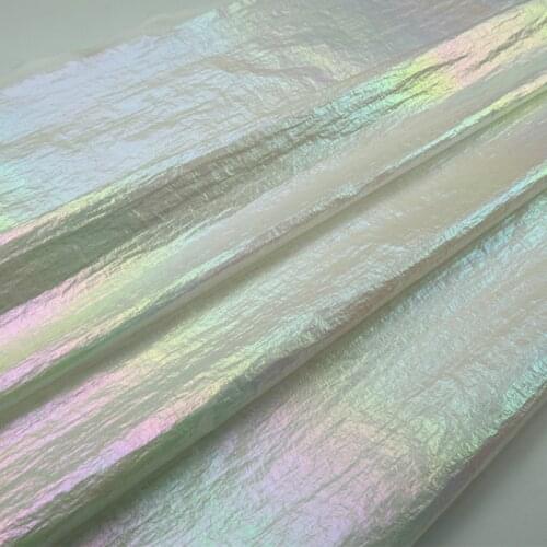 Thin Shiny Crepe Gradient Waterproof Fabric Metallic Bronzing Nylon Fabric for Down Jacket, White Pink Blue Purple by the meter