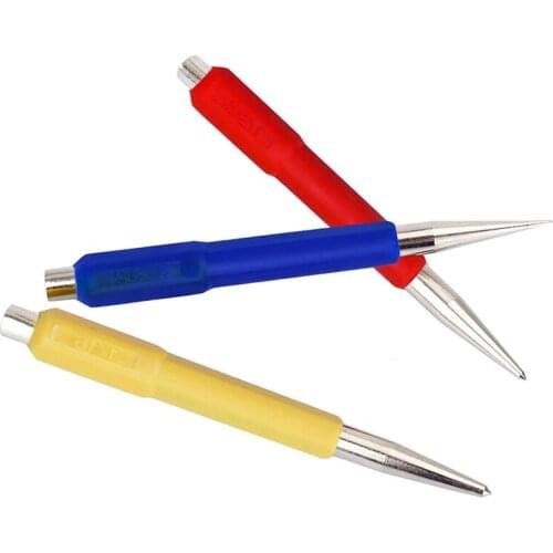 LMDZ 3PCS Rubber Handle Center Punch Pin Center Hole Positioning Assembler Punch Spring Loaded Metal Wood Press Starting Holes