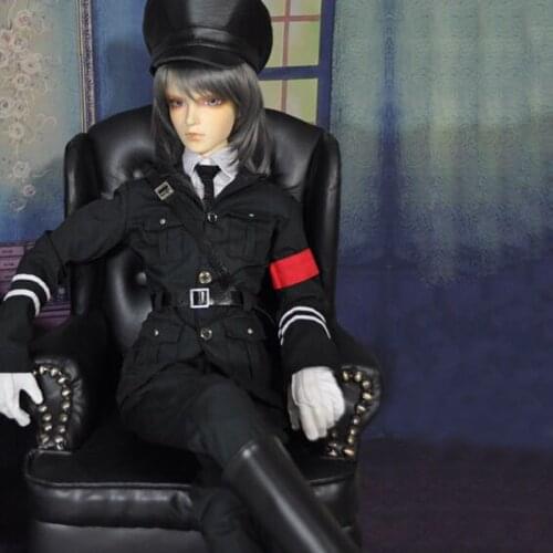M1036 children handmade toy 1/3 1/4 uncle Doll clothes BJD/SD doll props Accessories clothes Black classic military uniform 1pcs