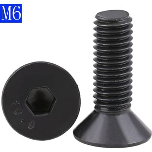 M6 - 1.0 6mm DIN7991 Black 10.9 Class Alloy Steel Hex Socket Countersunk Head Screw Flat Hex Socket bolts DIN 7991