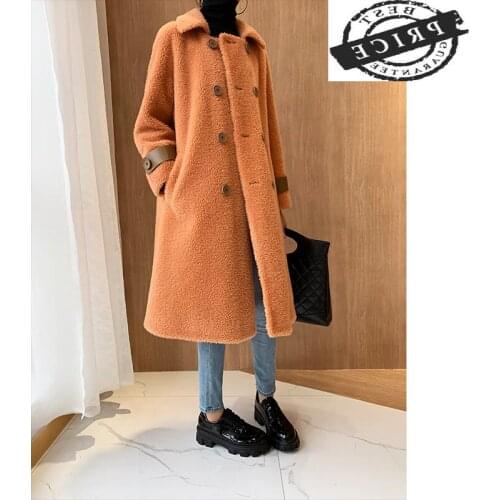 Fur Coat Real Female Autumn Winter Clothes 2021 Korean Vintage Long Sheep Shearing Jacket Women 100% Wool Tops Hiver 1266
