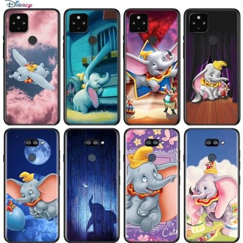 Cute Baby Dumbo For Google Pixel 5 4 4A XL Shell For LG Q60 V60 V50 V50S V40 V35 V30 5G Black Soft Phone Case