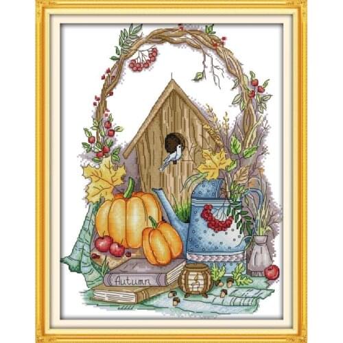 Autumn impression Joy Sunday count cross stitch kit 14CT 11CT printing stamping needle and thread embroidery set home decoration