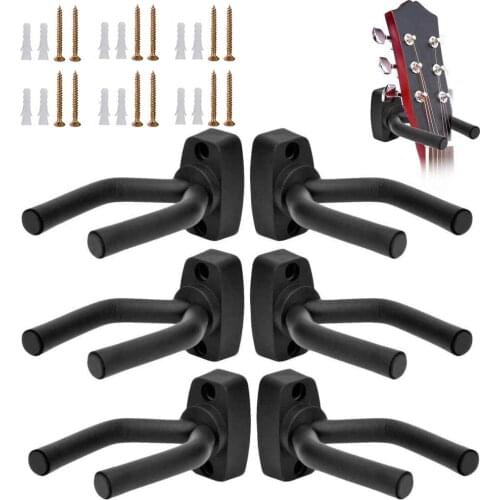 6Pcs Wall Mounted Guitar Hanger Wall Hook Holder Stand for Bass Electric Acoustic Guitar Ukulele Mandolin Gun