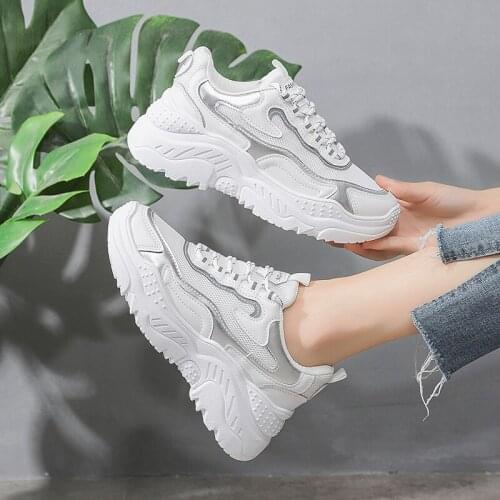 New autumn thick bottom breathable mesh womens sports shoes casual fashion trend sports womens shoes/F1623