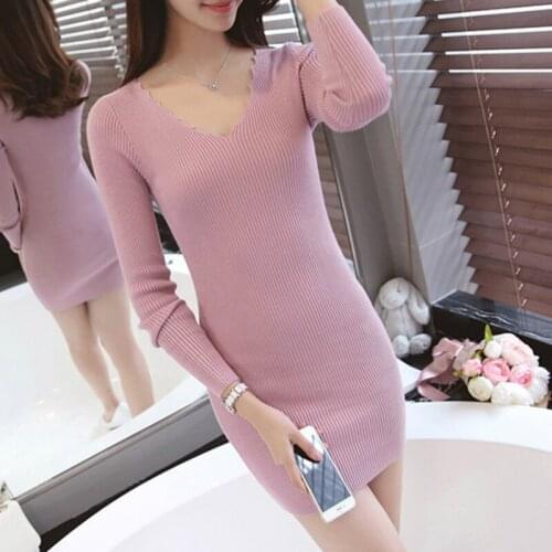 2019 autumn and winter new womens sweaters slim slim sexy fashion casual wild long pullover sweater female long-sleeved shirt