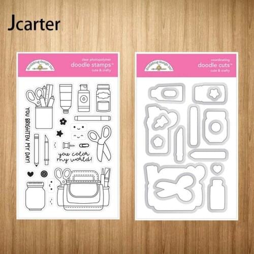 New Design Scissors Pen Paint Metal Cutting Dies and Clear Stamps Craft Stencil for Scrapbooking Album Paper Make Template Decor