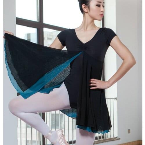 Orient Dance Practice Wear For Lady Or Wome Short Sleeve Net Yarn Dancers Costumes Ballet Splice Split Crinoline Skirt DWY201
