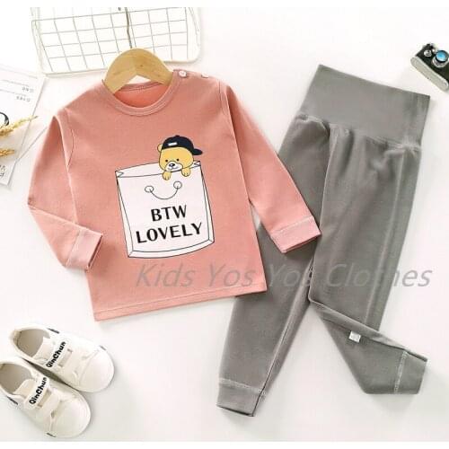 Baby Boys Pajamas Set Children Clothes For Girls Home Wear T-Shirts High Waist Pant Toddler Sleepwear Cotton Pijamas Infantil