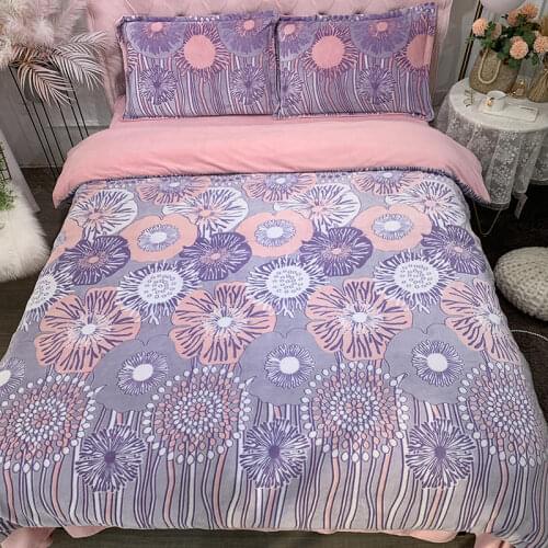 Abstract painting Bedding Sets Gorgeous fireworks Home Textile Carved cashmere Bedding Purple Bed linen Double bed Duvet Cover