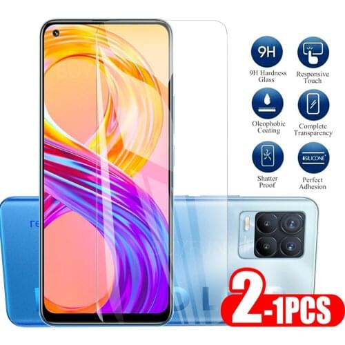 Transparent 1-2PCS For OPPO realme 8 Pro Glass Screen Protector On For realme 7 pro 8 pro c21 c25 phone screen Protective Glass