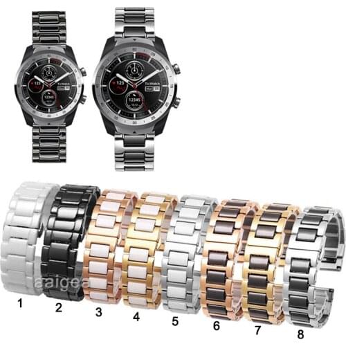 Ceramic Watch Band Strap Butterfly Buckle for Ticwatch Pro 3 E2 S2 GTX Replacement band 20mm 22mm