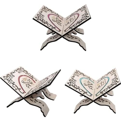 Retro Kuran Quran Holy Book Stand Holder Wooden Reading Bookshelf Eid Ramadan Muslim Islamic Home Decoration