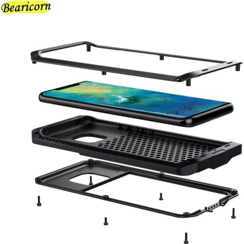 Luxury Heavy Duty Metal Aluminum Phone Case for Huawei P30 Pro 2020 Mate 20 30 Pro 5G Doom Armor Shockproof 360 Protection Cover