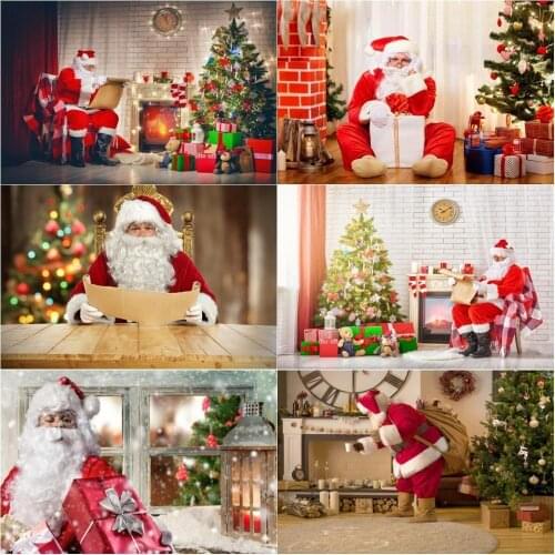 Christmas Backdrop Santa Claus Gifts Toy Indoor Children Portrait Photography Background for Photo Studio Photophone