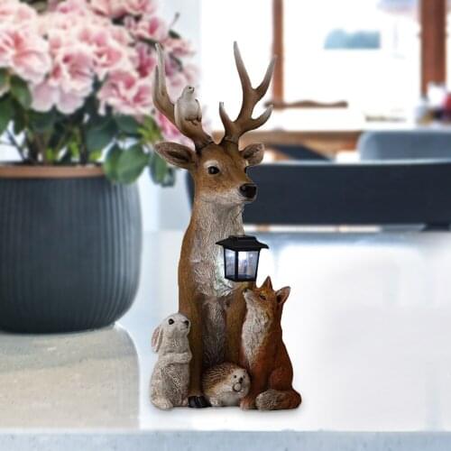 Garden Decoration Outdoor Animal Deer Rabbit Hedgehog Fox Figurine Light LED Solar Lamp Waterproof Landscape Light for Courtyard