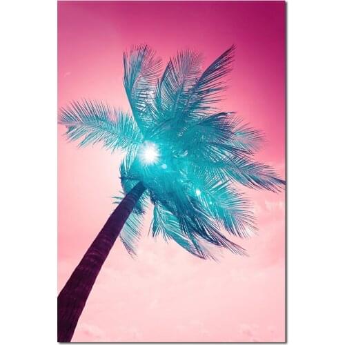 Modern Abstract Tropical Coconut Tree Landscape Canvas Painting Wall Art Nordic Poster Print for Living Room Bedroom Decoration