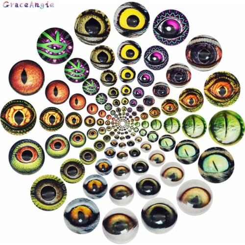 90-100PCS Animal Round glass eyes cabochons Colorful Fashion Photo Glass Dome Handmade Photo Glass Toys eye DIY Pupil Eye Cameo