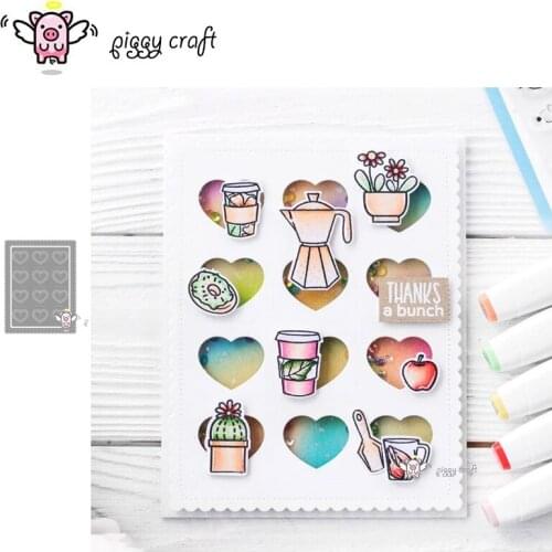 Piggy Craft metal cutting dies cut die mold Heart rectangular frame Scrapbook paper craft knife mould blade punch stencils dies