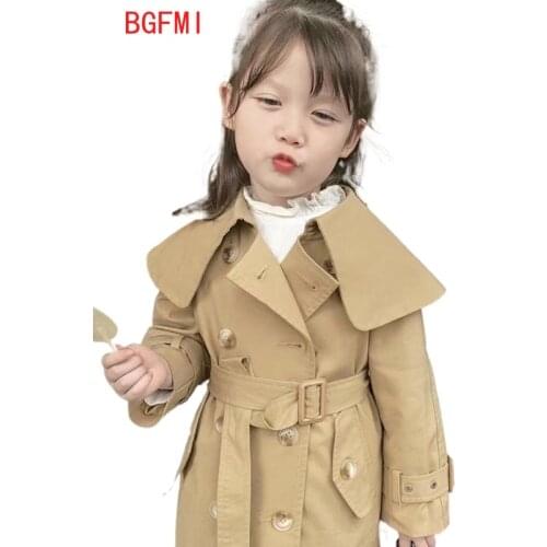 Beige Khaki Trench Mid-length Coat Spring Fall Children Jacket Dust Coat Fashion Infant Baby Toddler Girls Boys Kids Jacket Coat
