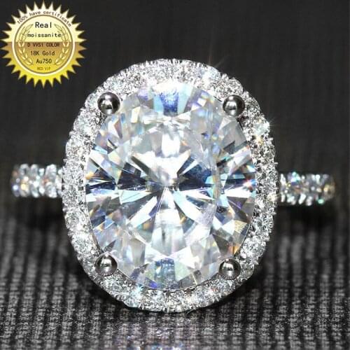 Solid 18K Gold 2ct Moissanite Diamond Ring D color VVS With national certificate 050