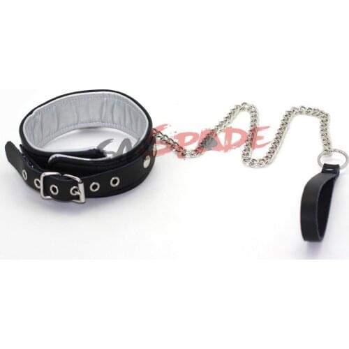 New arrival adult products microfiber leather restraint collar sex toys neck collar slave collar leash for adult sex game
