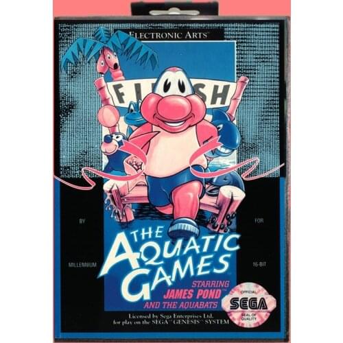 Aquatic Games 16 Bit MD Game Card Include Retail Box For Sega Genesis & Mega Drive