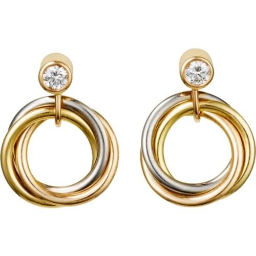 14K Rose Yellow White Gold Stud Earrings Women Wedding Anniversary Engagement Party Round Moissanite Elegant Trendy Romantic