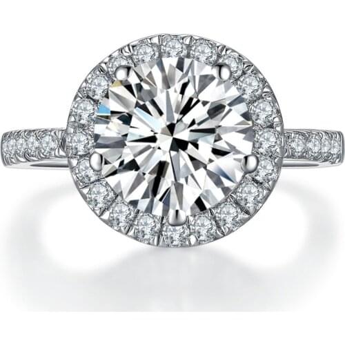 New 9.0mm 3Ct Round Cut Brilliant Moissanite Ring 925 Sterling Silver Ring White Gold Color Romantic Women Jewelry