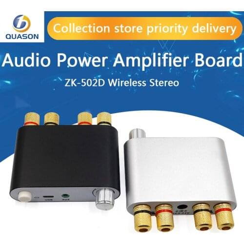 ZK-502D Bluetooth 5.0 Wireless Stereo Audio Power Amplifier Board TPA3116 50WX2 Car AMP Amplificador Home Theater AUX USB Player