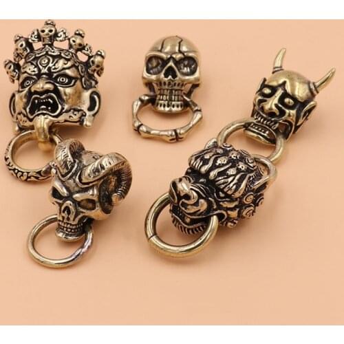 1 x Brass Japan demon devil conchos screwback material animal head design leather bag wallet chain button rivet O-ring connector