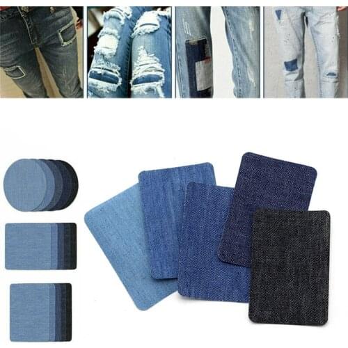 10 or 5PCS Denim Patches DIY Iron On Denim Elbow Patches Repair Pants For Jean Clothing And Jean Pants Apparel Sewing Fabric