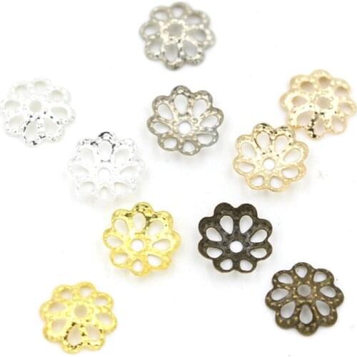 100pcs/lot 2 Sizes Jewelry Findings Dotted Flower Spacer Bead Caps Beads DIY Accessories for Necklace Bracelet Earrings Making