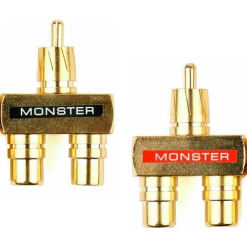 2pcs RCA Audio Y Splitter Plug Adapter 1 Male To 2 Female Gold Plated Brand New And High Quality