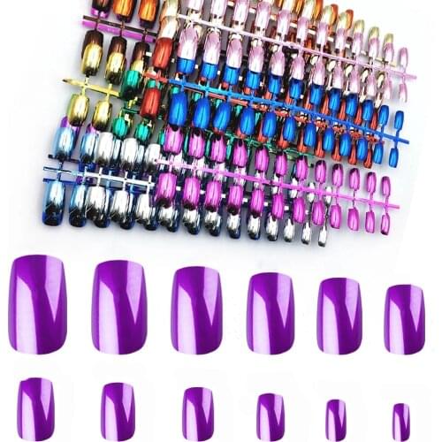 24Pcs/set Fashion Nail Art Manicure Reflective Mirror Light Tips For False Nails Fake Nails Forms Extension Manicure Art