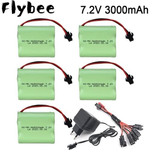 7.2v NiMH Battery For Rc toys Car RC Tanks RC Trains RC Robot RC Boat RC Gun AA 7.2 v 3000 mah Rechargeable Battery + Charger