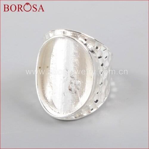 BOROSA 20PCS New Ring Settings, Silver Color Ring Blank Bezel With With Decorative Pattern Jewelry Findings PJ087-S
